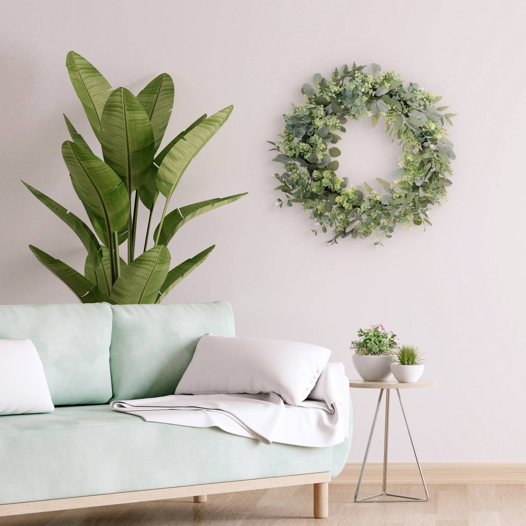 30" Green Spring Eucalyptus & Creeping Jenny Wreath